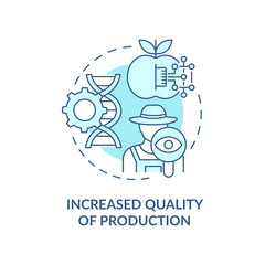 Increased quality of production turquoise concept icon. Smart farming benefit abstract idea thin line illustration. Isolated outline drawing