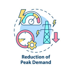 Reduction of peak demand concept icon. Smart grid system work abstract idea thin line illustration. Isolated outline drawing