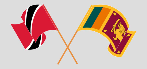 Crossed and waving flags of Trinidad and Tobago and Sri Lanka