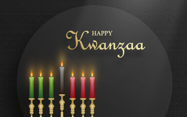 Happy kwanzaa card with nice and creative symbols on color background for kwanzaa holiday