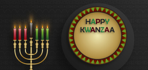 Happy kwanzaa card with nice and creative symbols on color background for kwanzaa holiday