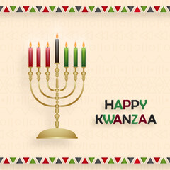 Happy kwanzaa card with nice and creative symbols on color background for kwanzaa holiday
