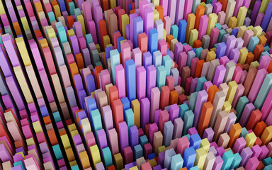 3D render abstract random color background modern geometric cube wallpaper