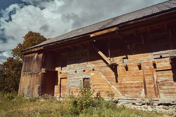 Old wooden barn in Tiskevicius manor                               