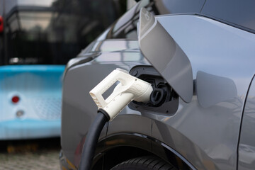 electric car charging in the station