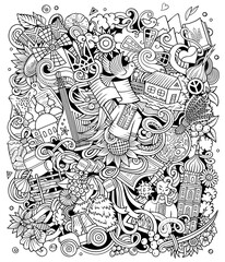 Ukraine cartoon vector doodles illustration.