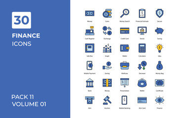 Fintech icons collection. Set vector line with elements for mobile concepts and web apps. Collection modern icons.