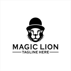 Lion with Magic Hat logo design inspiration.