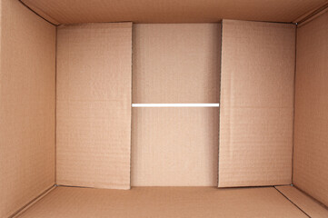 View inside of empty cardboard box close up