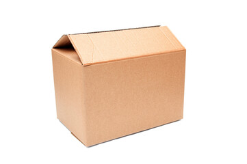 Closed  cardboard box close up isolated on a white background