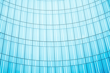 underside panoramic and perspective view to steel blue glass high rise building skyscrapers, business concept of successful industrial architecture