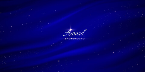 Blue award luxury background with gold glitter and fabric shadow