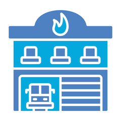 Fire Station Glyph Two Color Icon