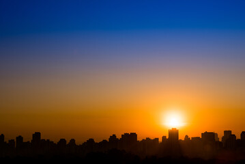 Sao Paulo City Skyline Silhouette by Sunrise