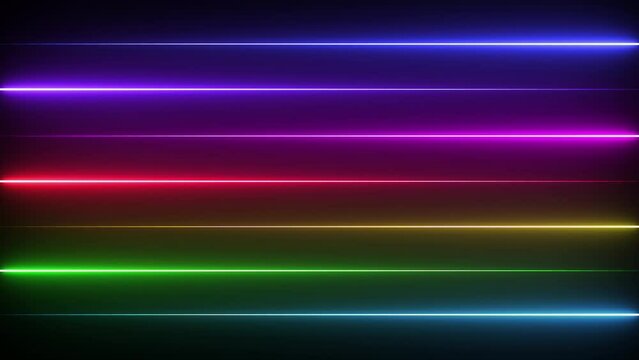 Multicolored neon lines video background 
