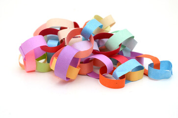 paper chains streamers isolated over white