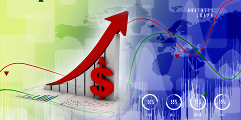 3d rendering Stock market online business concept