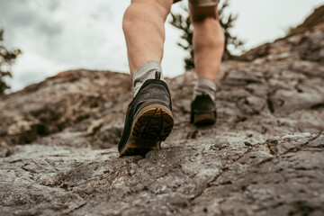 Mens footsteps on the rock 