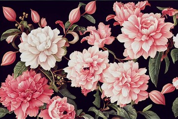 Beautiful blooming flower and leaves background
