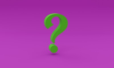 3d illustration, question mark, mauve background, 3d rendering.