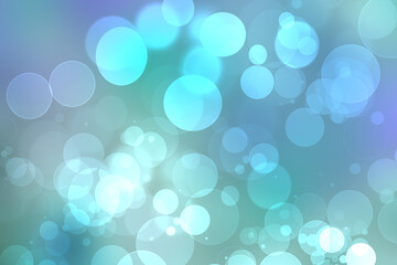 Abstract blurred fresh vivid spring summer light delicate pastel blue turquoise white bokeh background texture with bright circular soft color lights. Card concept. Beautiful backdrop illustration.
