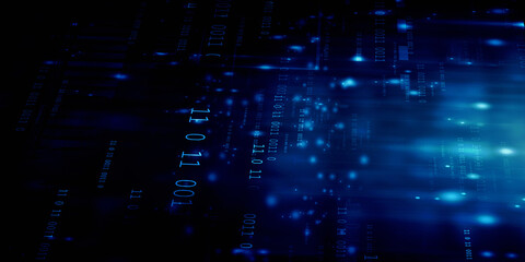 2d illustration abstract digital binary data on computer screen
