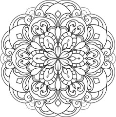 Antistress Coloring Page Mandala.Hand drawn illustration vector