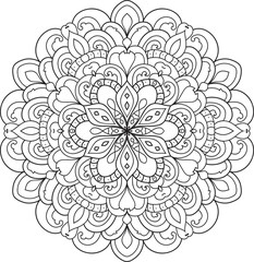 Antistress Coloring Page Mandala.Hand drawn illustration vector