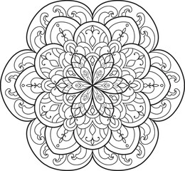 Antistress Coloring Page Mandala.Hand drawn illustration vector