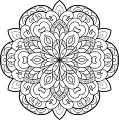 Antistress Coloring Page Mandala.Hand drawn illustration vector