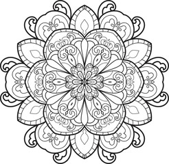 Black and white Mandala illustration Hand drawn outline Mandala