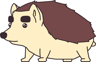 Cartoon cute hedgehog with big eyebrows vector illustration