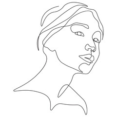 Abstract Woman Face Line Art