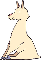 Fototapeta premium Cartoon cute relaxed llama sitting vector illustration design for sticker, badge or textile