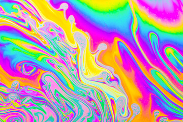 Fototapeta na wymiar Psychedelic multicolored background abstract. Rainbow colors. patterns background. Photo macro shot of soap bubbles..