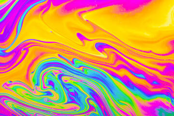 Psychedelic multicolored background abstract. Rainbow colors. patterns background. Photo macro shot of soap bubbles..