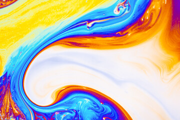 Psychedelic multicolored background abstract. Rainbow colors. patterns background. Photo macro shot of soap bubbles..