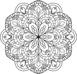 Adult coloring page Mandala.Hand drawn illustration.ornament design for coloring page