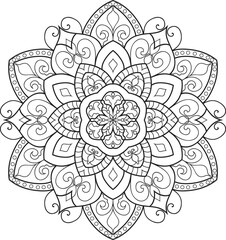 Adult coloring page Mandala.Hand drawn illustration.ornament design for coloring page