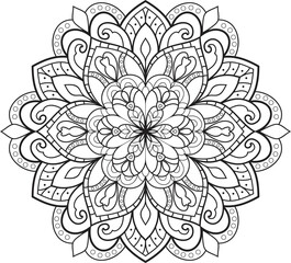 Mandala isolated on the white background.Doodle pattern.ornament design for coloring page