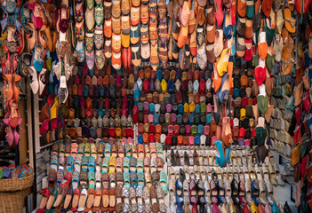 Fototapeta na wymiar Shoes shop in Morocco