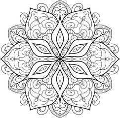 Mandala isolated on the white background.Doodle pattern.ornament design for coloring page