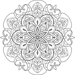 Mandala isolated on the white background.Doodle pattern.ornament design for coloring page