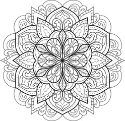 Mandala isolated on the white background.Doodle pattern.ornament design for coloring page