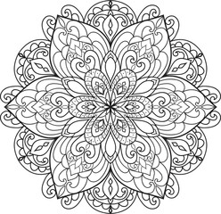 Mandala isolated on the white background.Doodle pattern.ornament design for coloring page