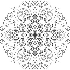 Mandala isolated on the white background.Doodle pattern.ornament design for coloring page