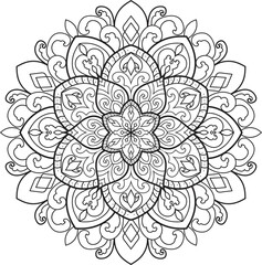 Mandala isolated on the white background. Decorative monochrome ethnic mandala pattern.