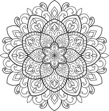 Mandala isolated on the white background. Decorative monochrome ethnic mandala pattern.