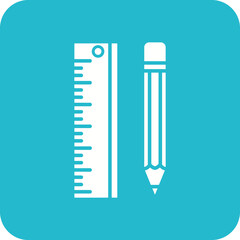Ruler And Pencil Multicolor Round Corner Glyph Inverted Icon