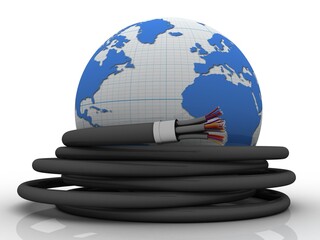 3d rendering Fiber optical cable detail